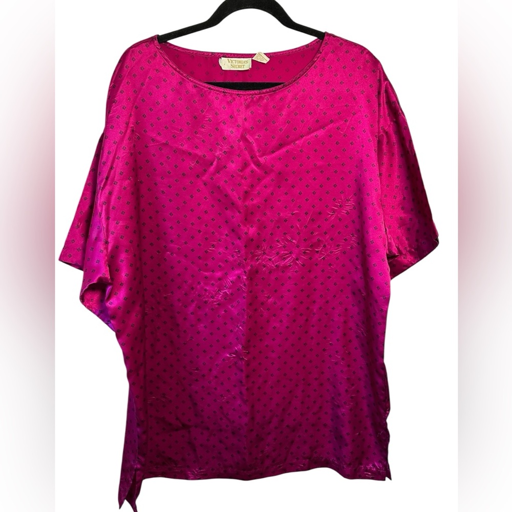 Victoria's Secret Gold Label Vintage Night Gown Size L Maroon Silky Mumu